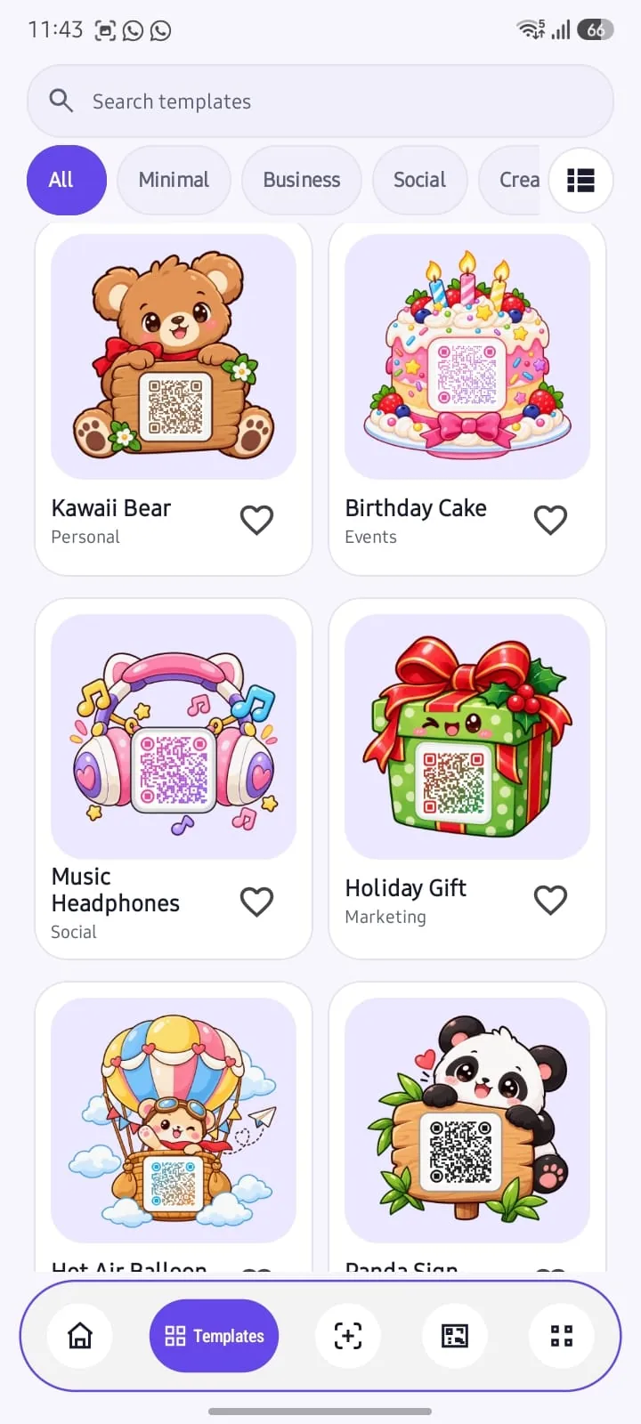 Actual QR Craft Studio decorative QR template gallery